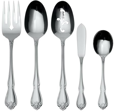 Oneida True Rose 5 Piece Everyday Flatware Serving Set