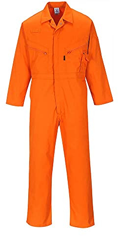 Portwest C813 Men's Liverpool Work Overalls Protective Boiler Suit Polycotton Coveralls Durable Workwear for Mechanics Warehouse Garages DIY Orange, X-Large
