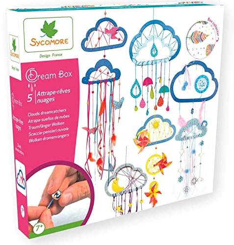Sycomore Kreatives Kinder-Hobbyset - Traumfänger Wolken - 5 Projekte - DIY - Dream Box Collector - Ab 7 Jahren CRE2082