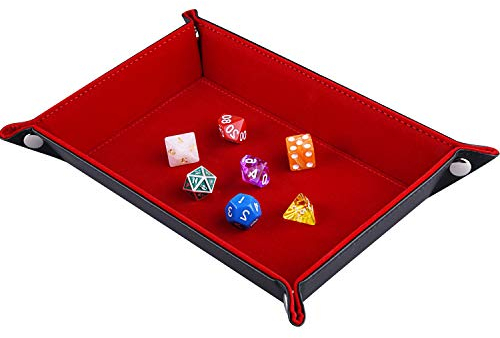 SIQUK Piatto cubo pieghevole rettangolare in pelle PU e velluto bordeaux per dungeon e dragons RPG cubi Gaming D & D e altri giochi da tavolo
