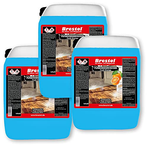 Limpiador de suelo Fresh Orange 3 x 5 litros, limpiador concentrado con agradable aroma a naranja para azulejos, laminado, parqué, piedra, PVC, linóleo, etc.