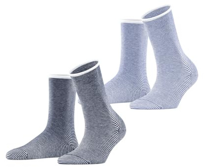ESPRIT Damen Socken Allover Stripe Multipack W So Baumwolle gemustert 2 Paar, Blau Blue Mix 0020, 35-38
