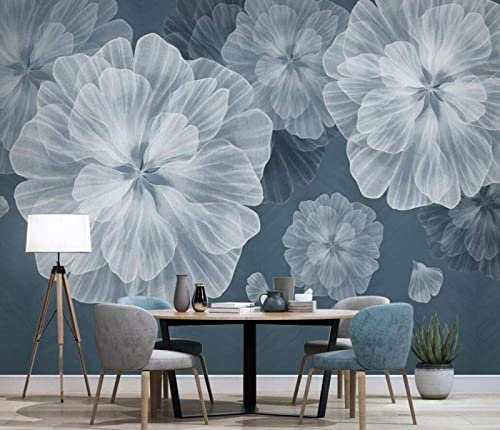 Carta Da Parati 3D Fiori Bianchi Blu Carta Da Parati Camera Letto Moderna Fotomurali 3D Gigante Murale Decorazione