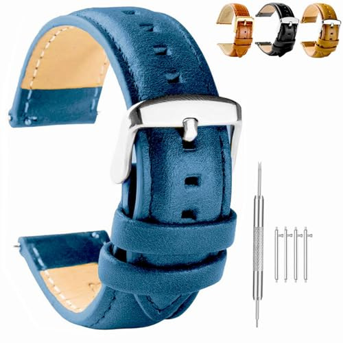 Spolife Universal-Lederarmband mit Schnellverschluss 18mm/20mm/22mm – Unisex Damen/Herren（mit Werkzeug ）