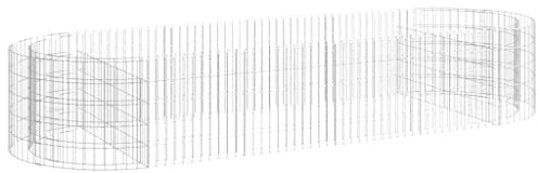 vidaXL Gabion Raised Bed - Galvanised Iron - Versatile Garden Planter - Rustproof and Weather-Resistant Outdoor Accessory - Durable Construction - Silver