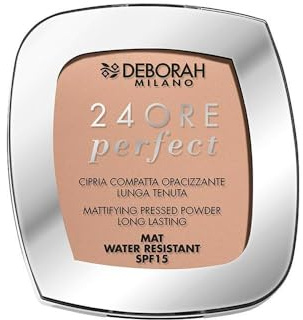 Deborah Milano - Kompakte Puder, 24 Stunden Perfect SPF 15, N4 Beige, Ultrafeine Textur, Mattierend, beruhigend und regenerierend für empfindliche Haut, 9 g
