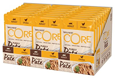 Wellness CORE Purely Paté 24 x 85g, Chicken – Wet Cat Food, Smooth Pate, Grain-Free, Natural, Hypoallergenic, Protein-Rich, High Meat Content