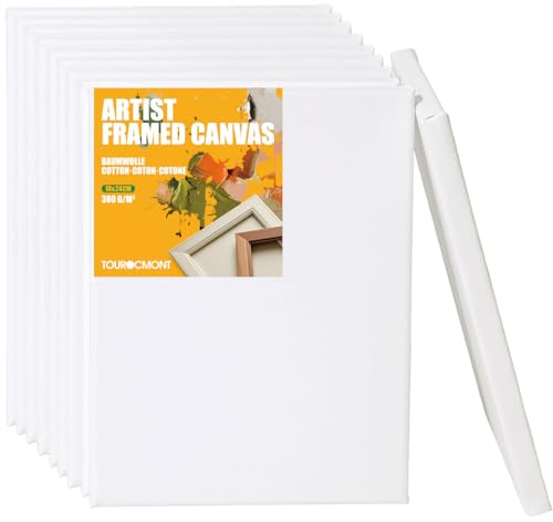 10er Pack Leinwand 18x24 cm Keilrahmen Bespannt aus 100% Baumwolle 380 g/m² Leinwände zum bemalen 100% Säurefrei weiß grundiert für Acrylfarbe, Ölfarbe, Gouache