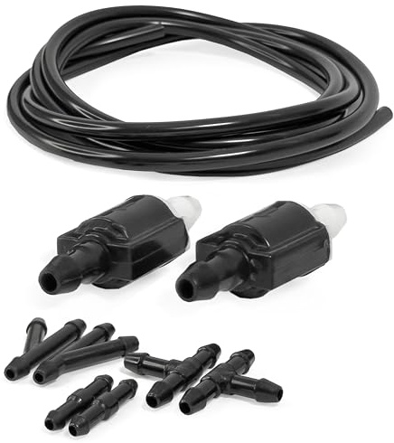 Click&Fit Universal Windshield washer Check Valves Extended repair kit, 6.5 feet Hose, 6-connectors compatible with Toyota, Ford, Chevy, Nissan, wide vehicle models – Wiper fluid rubber tubing