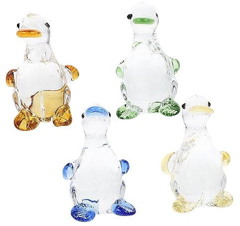 Warmhm 4stücke Kristall Enten Figurinen Desktop Deko Tierfiguren Niedliche Kleine Enten Aus Robustem Material Für Wohnzimmer Büro Tisch Ornamente