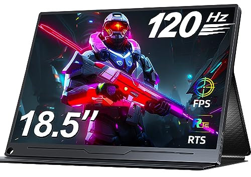 UPERFECT Portable Monitor 18.5 Inch 120Hz, Portable Gaming Monitor 1080p FHD 100% sRGB Matte Screen, IPS HDR FreeSync Speaker HDMI USB C Monitor, VESA & Smart Cover