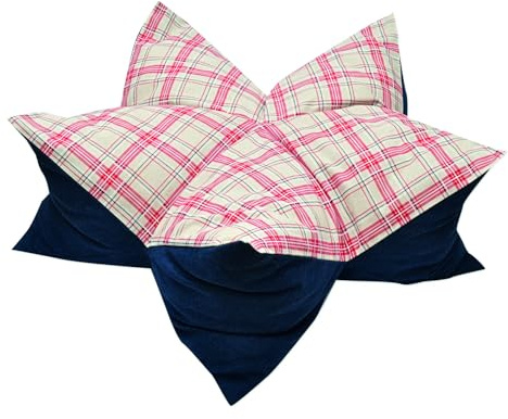 Aumüller Sternenkissen Karo, Beige/Blau - 85 cm - Liegekissen für Hunde und Katzen