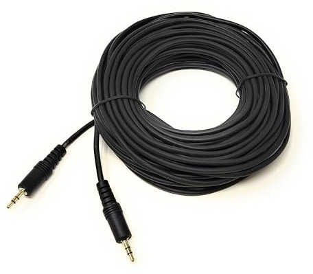 15m 3.5mm to 3.5mm Audio Cable Mini Jack Male to Male Stereo AUX Auxiliary TRS Lead Compatible with Headphone, Phone, Car Audio, Speaker, MP3, Home Stereo, Amp, TV, PC Laptop, HiFi (Black, 15m)