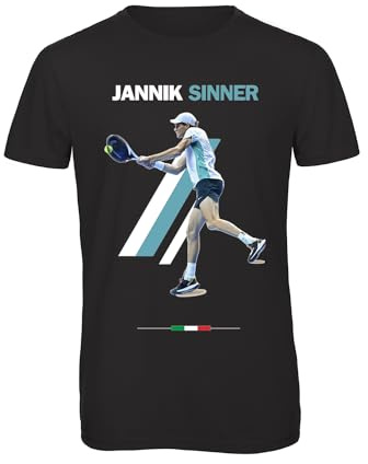 Bughyprint Tshirt Maglia Maglietta Uomo JANNIK Sinner Tennis Italia TENNISTA Italiano Australian Open, XXL