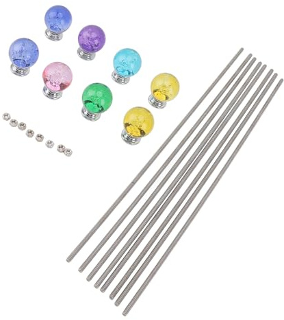 8 St Pärlstavar för Trädgårdsstakar, Fairy Wand Pärlstavar Garden Stakes Wands Kit med Kristallstoppar Topp, Gängade Stavar i Rostfritt Stål Trädgårdsstake Hantverk för