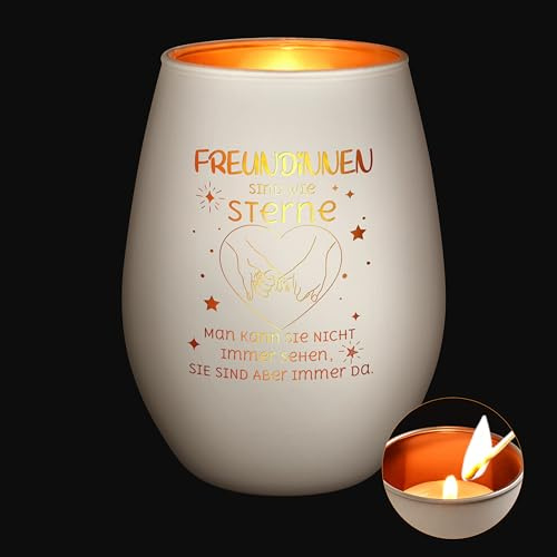Joymaking Windlicht mit Gravur Geschenke für Freundin, Deko Windlicht Beste Freundin Geschenke Geburtstag Geschenk,Graviertes Windlicht aus Glas für BFF Mädchen Teelichthalter Geschenke für Freundin