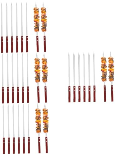 POPETPOP 4 Juegos De Brochetas Metálicas De Gran Cantidad Para Asar Planas Y Sin Asas Para Grupos Pequeños Y Grandes (6 Piezas X 4)