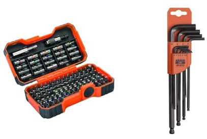 Bahco BH59/S100BC 100 Pcs Bit Set for Slotted, Phillips, Pozidriv, Hexagon, Robertson nd Coloured TORX,TORX Tamper, Head Screws & Bahco 9770 BE-9770 1.5-10mm Hex Key Set