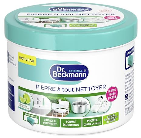 Dr. Beckmann - Pierre à Tout Nettoyer - Pierre Blanche de Nettoyage Avec du Bicarbonate de Soude - Efficace & Polyvalent - Nettoyant Basket Blanche & Autre - Nettoie, Polie & Protège - 550g