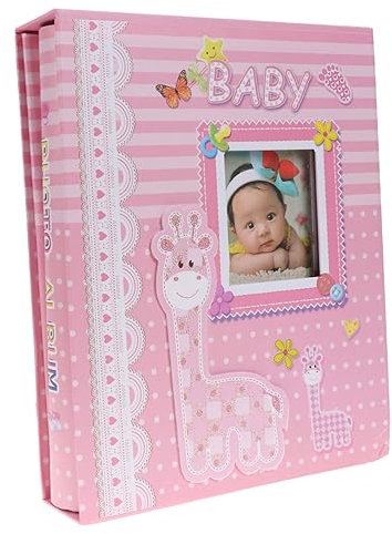 ORFOFE Interstitial-Fotoalbum für Babys 200 Seiten Rosa Foto-Scrapbook- -Erinnerungsbuch für Babys sichere und zuverlässige Fotoaufbewahrung