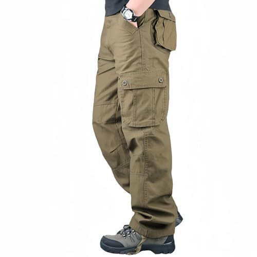 Digralne Pantalón Cargo Hombre de Algodón - Pantalones de Trabajo Militares Con Muchos Bolsillos - Estilo Ranger