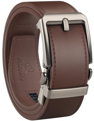 JUKMO 1.5 (38mm) Leather Ratchet Belt for Men in Gift Box (Brown, Medium)