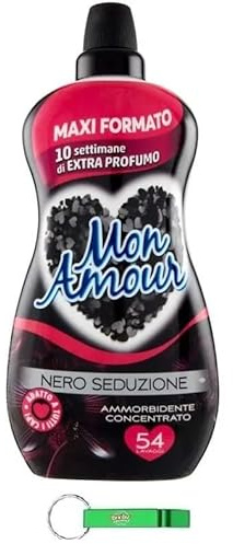 8 X Felce Azzurra Mon Amour Ammorbidente Concentrato Nero Seduzione – Ammorbidente concentrato – Vestiti morbidi 54 lavaggi 1350 ml + portachiavi Beni Culinari