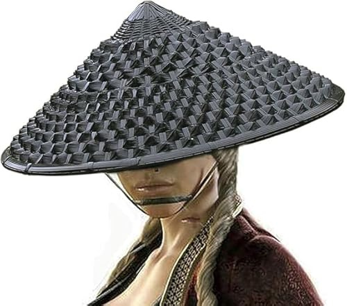 zonzxcv Samurai-Hut aus Bambus, handgefertigt, Ananas-Zapfen, Verkleidungsrequisiten, Schwarz