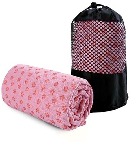 Yoga-Matten-Handtuch, schweißabsorbierender Bezug, schnell trocknend, rutschfeste Yoga-Handtücher, 61 x 183 cm, Mikrofaser, superweich, Pilates-Handtuch, Decke mit Netztasche für Bikram, Pilates,