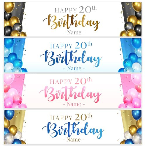 Personalised Happy Birthday Banner 3ft x 1ft Custom Name Age 16th 18th 21st 30th 40th 50th 60th Poster Kids Party Gift Banner Decoration Printed Backdrop