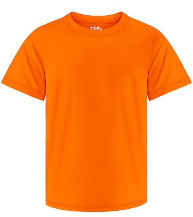 Boys Rash Guard Swim Shirt UPF 50+ Sun Shirts Short Sleeve Swimwear Quick Dry Fit Fishing Watersport Shirts for Kids Orange 9-10Y