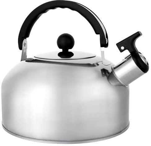 2 Litre Stainless Steel Whistling Stove Top Kettle, Large Camping Kettle with Handle Lightweight & Durable