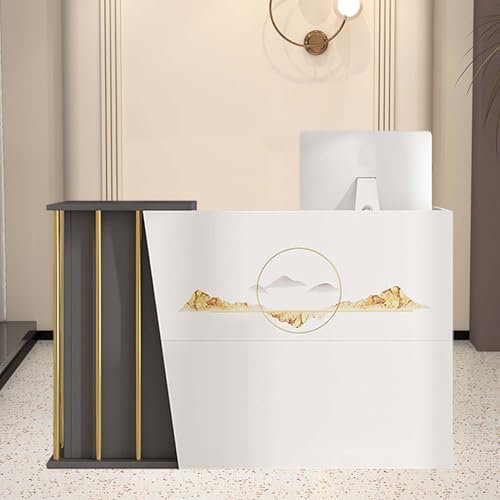 XNKLPY Empfangstheke Rezeption De Modern Laden-Theke Verkaufstheke Verkaufstisch Empfangstresen Schreibtisch Empfangstheke Mit Schubladen for Corporate Halls Hotel Receptions(Size:100CM,Color:c)