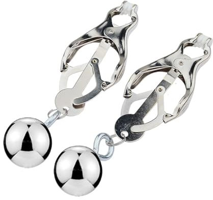 WLKJPP Nippelklammern Nipple Clamps Nippelklemmen Brustwarzen mit Stahl Kugeln Schwer Brustklemmen SM Erotik Nippel Stimulation Verstellbare Fetisch Sex Spielzeug