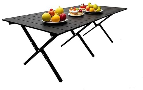 Evolve Heritage Collection Portable Low Alluminum Roll Up Travel Folding Table for Beach, Camping, & Picnic – Compact, Lightweight, Multi-Purpose for Indoor & Outdoor Use (Black)