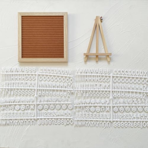 Tableau à lettres en feutre avec support, tableau à lettres interchangeable avec 340 lettres, cadre en bois, panneaux mémo en liège pour décoration de la maison (marron)