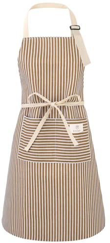 Halinuia Schürze Damen Kochschürze Damen Antifouling Verstellbare Küchenschürze mit 2 Großen Tasche Latzschürze für Kochen Backen Hausarbeit Gartenschürze