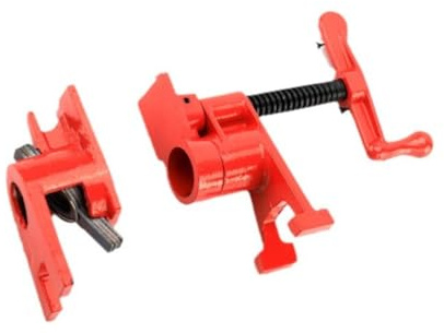Giuneuow 3/4 Inch Quick Release Pipe Screw Clamps Set for Woodworking, Metal Pipe Clamps in Red