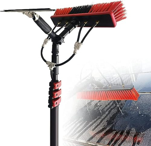 Pulitore telescopico professionale per finestre – Spazzola e asta per la pulizia esterna senza sforzo – Strumento telescopico estensibile per una lucentezza senza aloni