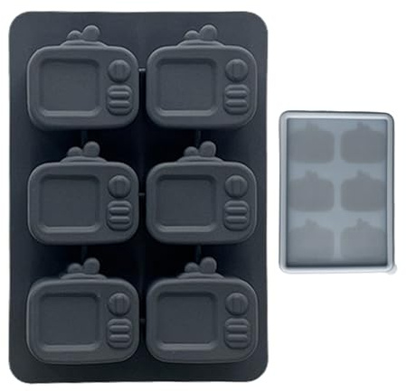 Bandeja De Hielo De Silicona,Cubitera de Silicona con Forma de TV | Reutilizable con 6 Cavidades y Tapa para Elaboración de Bebidas Cócteles Hogar Restaurante