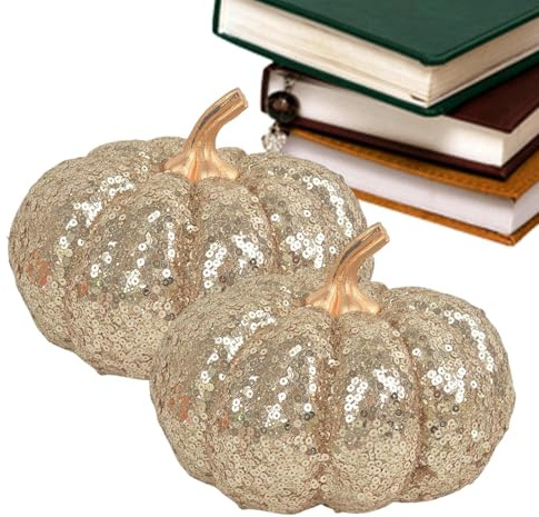 Birtern höst pumpa, glitter konstgjorda pumpor Thanksgiving höst - festdekorationer för öppen spis halloween semester höst utomhus skörd bondgård inomhus