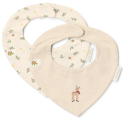 Little Dutch Lätzchen Bandana Dreieckstuch Halstuch Baby Kleinkind 2er Set Little Christmas Beige - Weihnachten