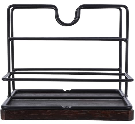 SEWACC Porte-Serviettes de Table en Bois Couleur Noyer Organiseur de Serviettes Cuisine avec Distributeur de Sel et Poivre Rangement Stable pour Comptoir et Salle à Manger