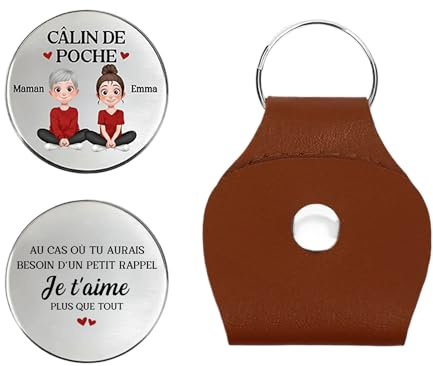 Cadeau Plus Câlin De Poche Personnalisé - Petit Rappel De Papa Maman - Câlin de poche personnalisable, porte clef personnalisable, cadeau papa et maman