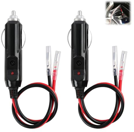 2 Piezas Enchufe Mechero 12V-24V Macho con Cable Fusible 10A, Adaptador Encendedor de Cigarrillos para Coche, Conector encendedor coche, Indicado para Mantas Eléctricas, Conector Universal