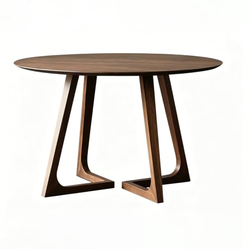 HJYXXSR Table à Manger Ronde en Bois Massif, placage de Noyer de Style Industriel, Table de réunion Simple, adaptée à la Salle à Manger, au Salon, à la Zone de réception d'affaires 70cm/27.6in