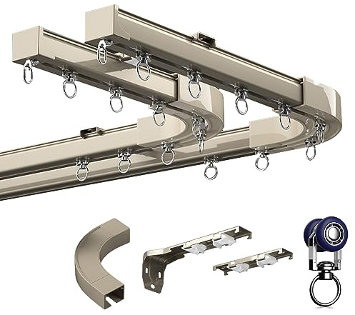 Takmonterat flexibelt skensystem – justerbart glidande glidspår för raka och burspråk, perfekt rumsavdelare, anpassningsbar längd för enkel installation