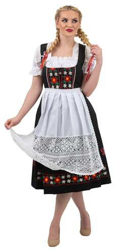 Dirndl Trachten Haus 3-Piece Long German Wear Party Oktoberfest Waitress Dress 8 38 Black