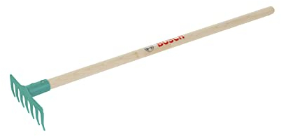 Theo Klein 2718 rastrello da giardino Bosch, Rastrello robusto per bambini con manico resistente, Pratico occhiello di sospensione, Anti-UV I Giocattolo per bambini a partire da 3 anni