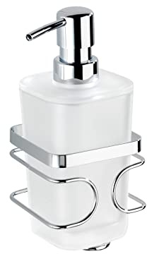 WENKO Seifenspender Premium Edelstahl - Flüssigseifen-Spender, Spülmittel-Spender Fassungsvermögen: 0.355 l, Edelstahl rostfrei, 9.5 x 17.5 x 8.7 cm, Glänzend